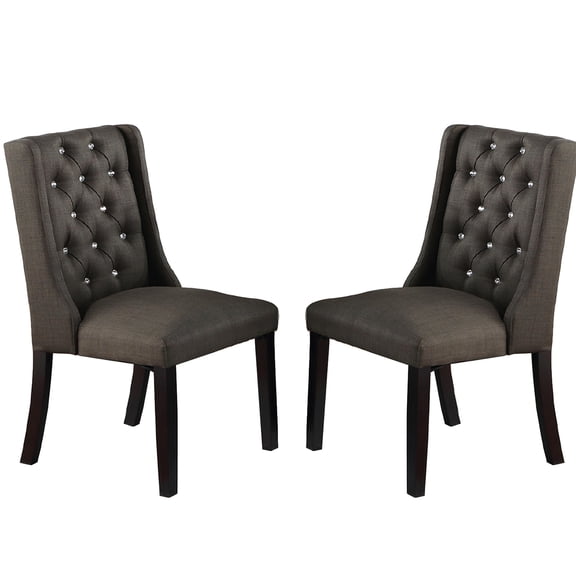 Of 2 Polyfiber Upholstered Dining Chairs, - Strong Construction, Cushion 2 Chairs Frame, Back