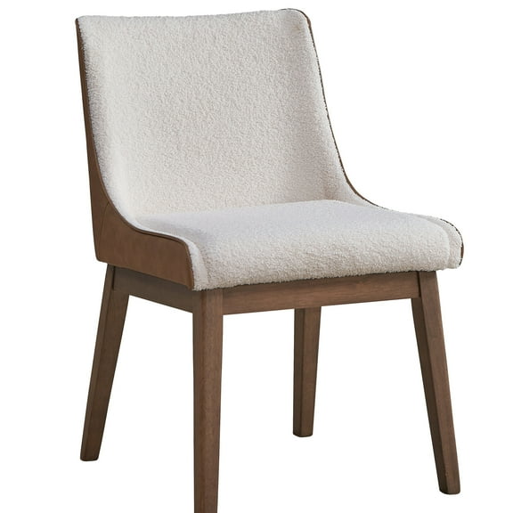 Of 2 White & Brown Chairs - Wingback Design, Comfortable Fabric, Wood Frame 2pcs Side Modern Look With Velvet Upholstery And Legs