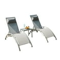 thumbnail image 1 of Of 3 Lawn Lounge Chairs - Adjustable Aluminum Outdoor Chaise With Metal Side Table (grey, 2 + 1 Pool (grey): Table, Quick-drying For, 1 of 2