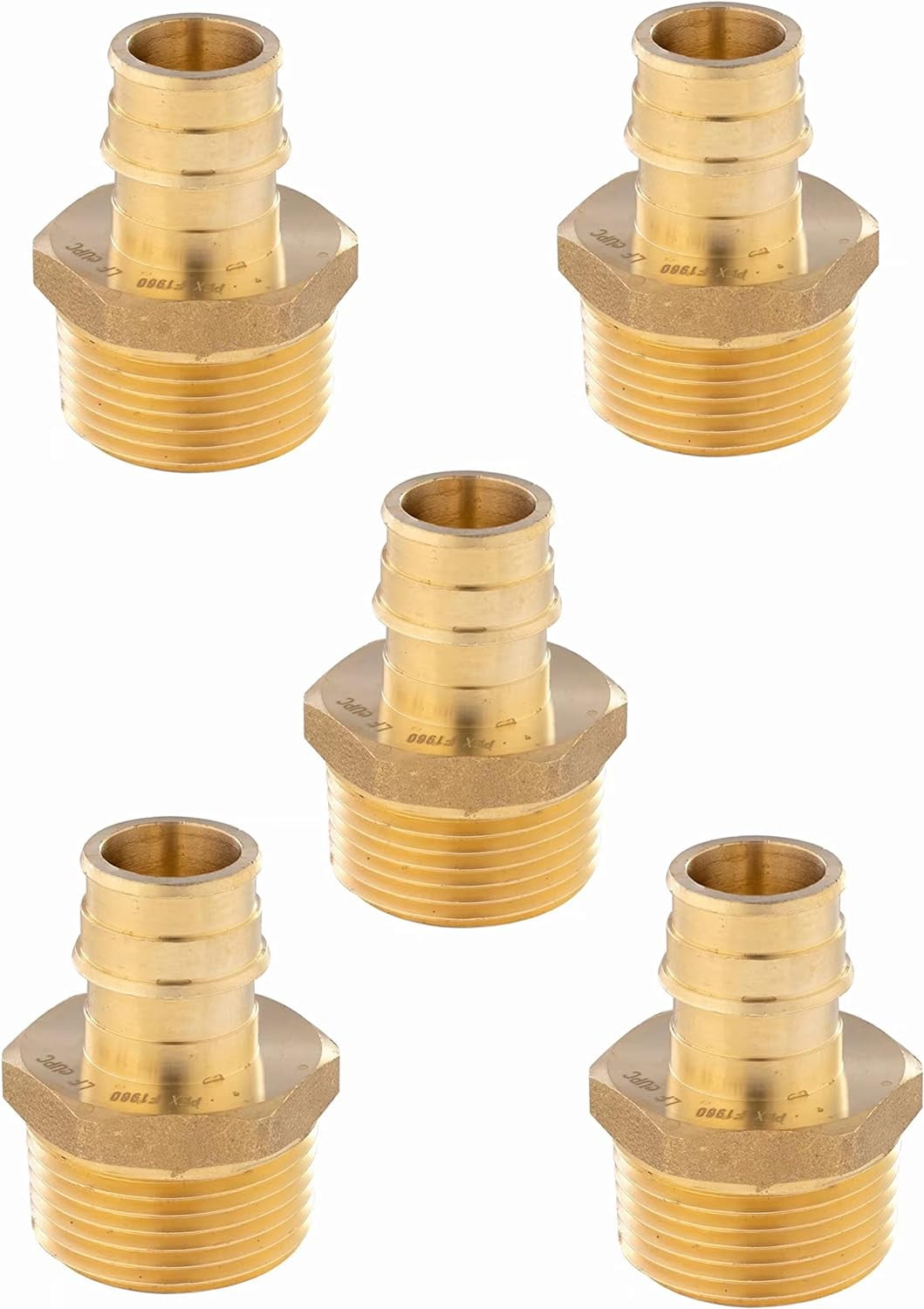 Of 5) Pex A Full Flow Expansion Brass Fitting 3/4 Inch Pex X 1" Male