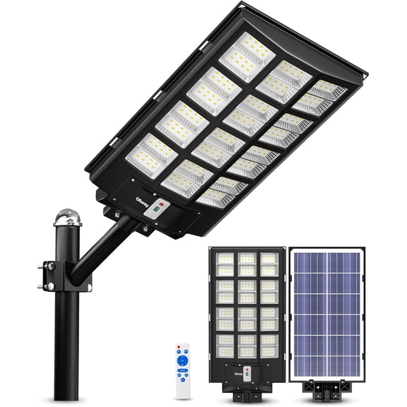Of-5600W Solar Street Lights Outdoor, Commercial Parking Lot Light | Solar Flood Light, LED Area Light with Motion Sensor,Dusk to Dawn,Remote Control for Security Lighting in Streets,Court,Barns