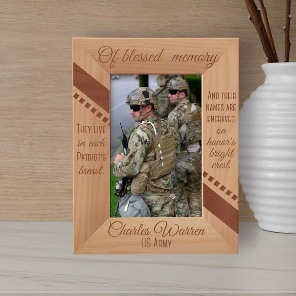 Of Blessed Memory Personalized Wooden Frame 4" x 6" Brown (Vertical)