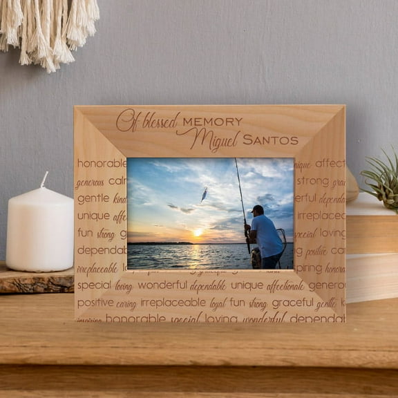 Of Blessed Memory Personalized Wooden Frame-5" x 3 1/2" Brown Horizontal