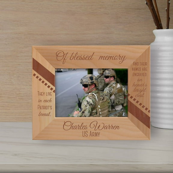 Of Blessed Memory Personalized Wooden Frame-5" x 3 1/2" Brown Horizontal