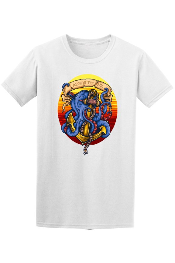 Of Octopus Holding Anchor With Tentacle T-Shirt Men -Image by Shutterstock, Male Small