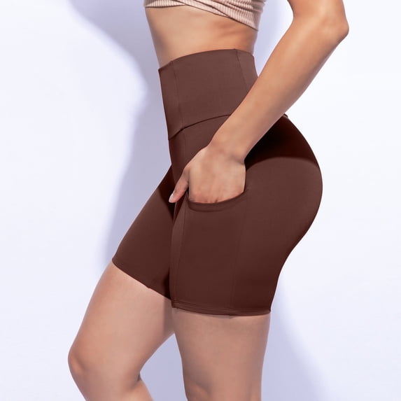 Ofenti High Waisted Yoga Shorts with Pockets Super Soft Biker Shorts for Workout Gym Running
