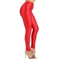 thumbnail image 1 of Ofenti Shiny Leggings for Women High-Waist Neon Tights Red 1X, 1 of 8