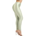 thumbnail image 1 of Ofenti Shiny Leggings for Women High-Waist Neon Tights Silver L, 1 of 8