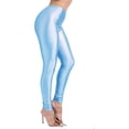 thumbnail image 1 of Ofenti Shiny Leggings for Women High-Waist Neon Tights for Parties & Raves, 2X Dusty Blue, 1 of 5