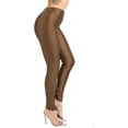 thumbnail image 1 of Ofenti Shiny Leggings for Women High-Waist Neon Tights for Parties & Raves, Medium Brown, 1 of 5