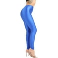 thumbnail image 1 of Ofenti Shiny Leggings for Women High-Waist Neon Tights for Parties & Raves, SX Royal Blue, 1 of 8