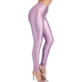 thumbnail image 1 of Ofenti Shiny Leggings for Women High-Waist Neon Tights for Parties & Raves, Small Lavender, 1 of 5