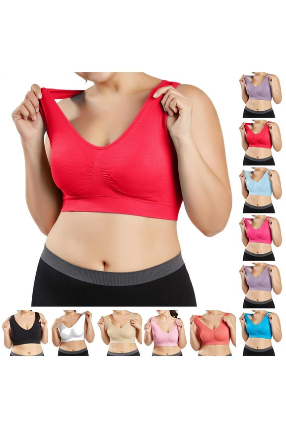 Ofertas Flash Del Dia! QATAINLAV Womens Wireless Breathable Gathering Sports Bra Traceless Comfortable No Steel Ring Vest Everyday Sleep Bras Dark Blue M