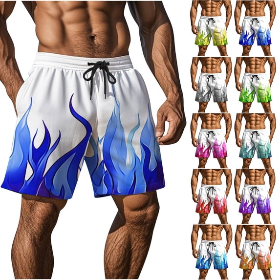 Ofertas del día DDAPJ pyju Men's Drawstring Swim Trunks Novelty 3D Graphic Printed Beach Board Shorts Quick Dry Bathing Suits Short Pants with Pockets Light Blue M