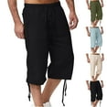 thumbnail image 1 of Ofertas en iluminación DDAPJ pyju Men's Cargo Shorts Elastic Waist Drawstring 3/4 Capri Pants Below Knee Long Shorts with Pockets Black XXL, 1 of 7