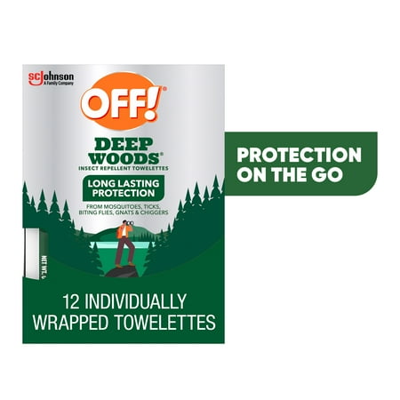 OFF! Deep Woods Insect Repellent Wipes, 1 Pack, 12 Count