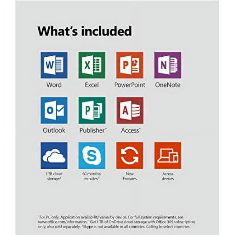 Microsoft Office 365 logo. Word, PowerPoint, Excel, Scype, Access