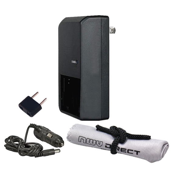 Off Camera Rapid Charger For Olympus BLM-01 Battery (Alternative For Olympus BCM-2) + Nwv Direct Microfiber Cleaning Cloth.
