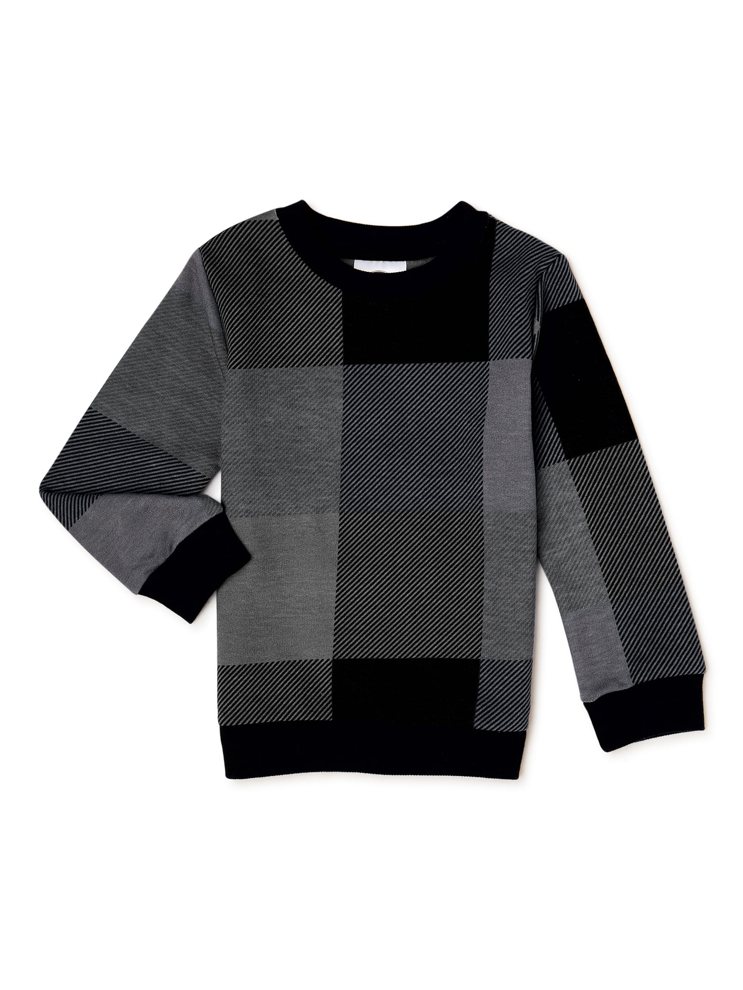UTH by Roadster Checkered Round Neck Casual Boys Black Sweater