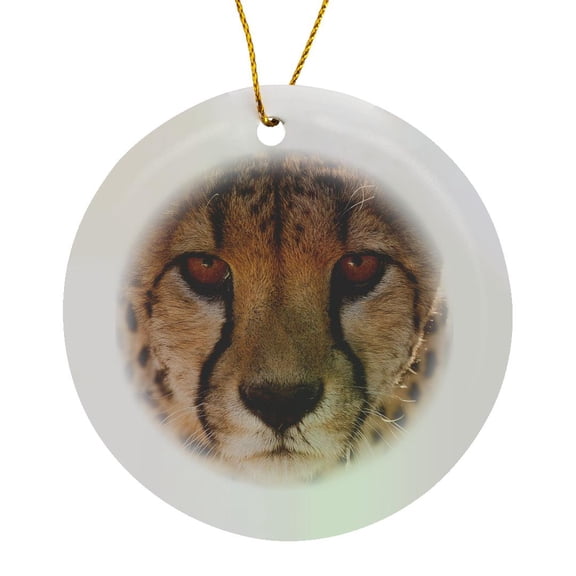 Off-Center Close-Up Of A Cheetah. Cheetah Conservation Fund, Namibia., Circle Porcelain Ornament