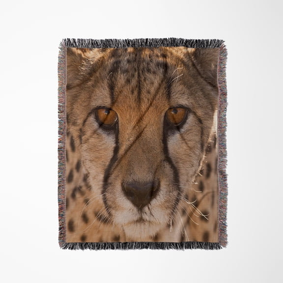 Off-Center Close-Up Of A Cheetah. Cheetah Conservation Fund, Namibia., Woven Blanket