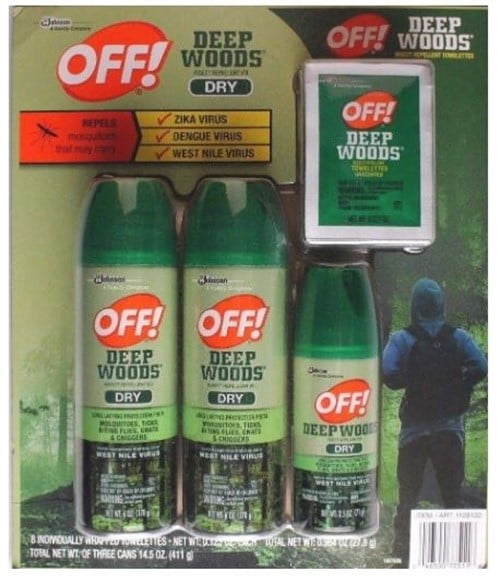 Off! Deep Woods Dry Insect Repellent Bug Spray 3 Pack & Towelettes