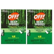 Off Deep Woods Insect Repellent Wipes 12 Towelettes - 2 Pack