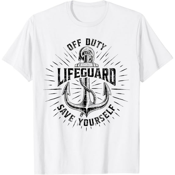 Off Duty Lifeguard Save Yourself, Funny Swimming Pool Guard T-Shirt Tops Tee