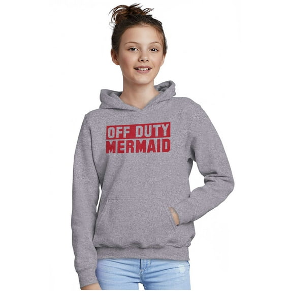 Off Duty Mermaid Funny Beach Swim Kids Hoodie Sweatshirt Girls Teen Brisco Brands M