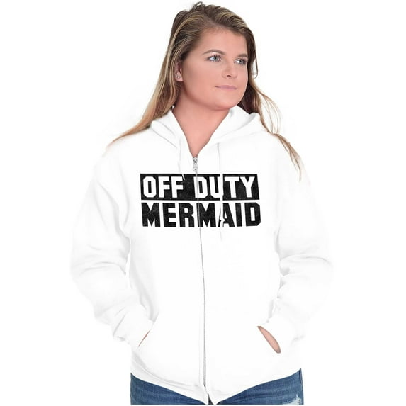 Off Duty Mermaid Funny Beach Swim Zip Hoodie Sweatshirt Women Brisco Brands S