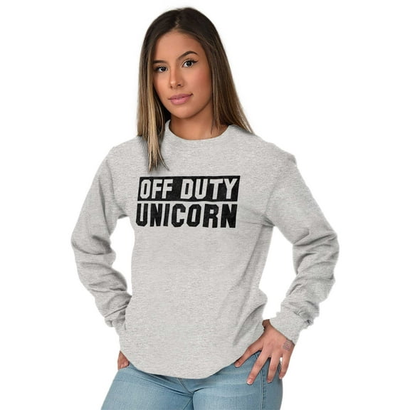 Off Duty Unicorn Fantasy Women Plus Size Long Sleeve Graphic Tee Brisco Brands 3X