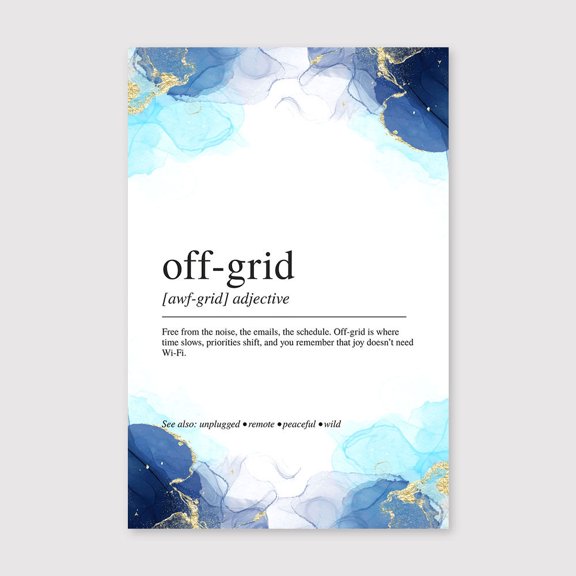 Off Grid Definition Canvas 8x12 inch, Off Grid Definition Print, Minimal Typography Poster, Rustic Cabin Wall Art, Nature Home Decor