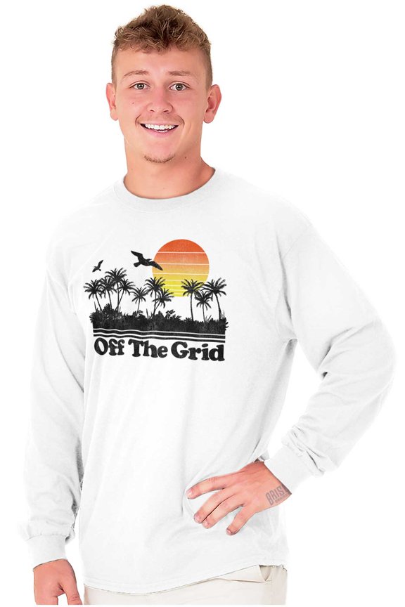 Off Grid Tropical Paradise Vacation Long Sleeve TShirt Men Women Brisco Brands S