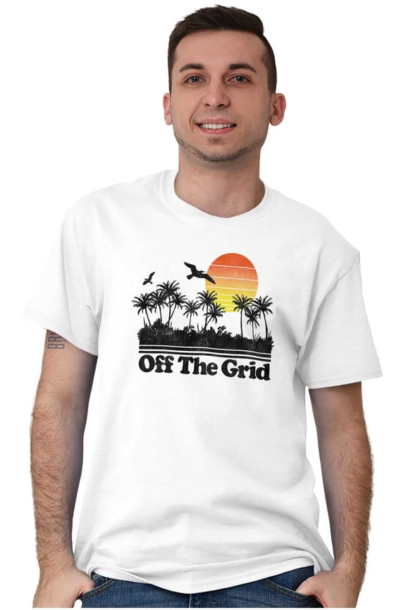 Off Grid Tropical Paradise Vacation Men's Graphic T Shirt Tees Brisco Brands L