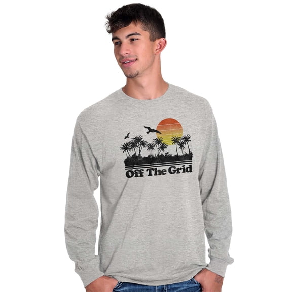 Off Grid Tropical Paradise Vacation Plus Size Long Sleeve Graphic Tee Shirt Brisco Brands 3X
