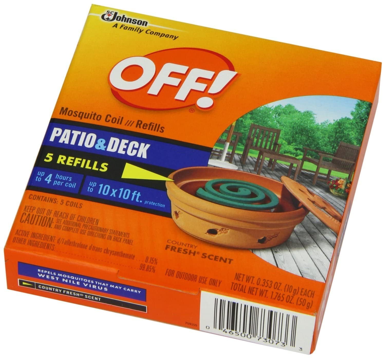 Off! Outdoor Mosquito Coil Refill, Repellent Backyard Insect