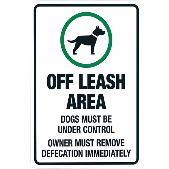 Off Leash Area Dogs Under Control Green Circle Symbol Sign 8"x12" - Dog Leash Security Metal for Business Home Garage Street Wall