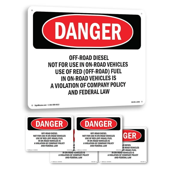 Off OSHA Danger Aluminum Sign 10 Inch x 7 Inch - 5 Pack
