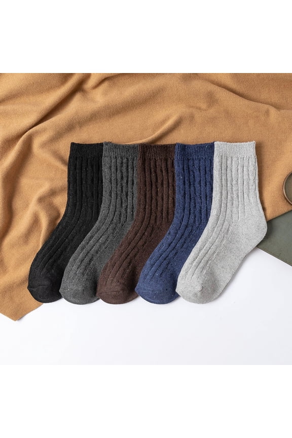 Off Promotions! 5 Pairs Mens Wool Socks Thick Warm Winter Socks Hiking Socks Mens Soft Casual Socks Clearance!