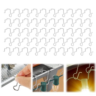 Christmas Light Hangers For Gutters With Mesh Leaf Guards | Metal Hooks - 50 Count | Made In USA