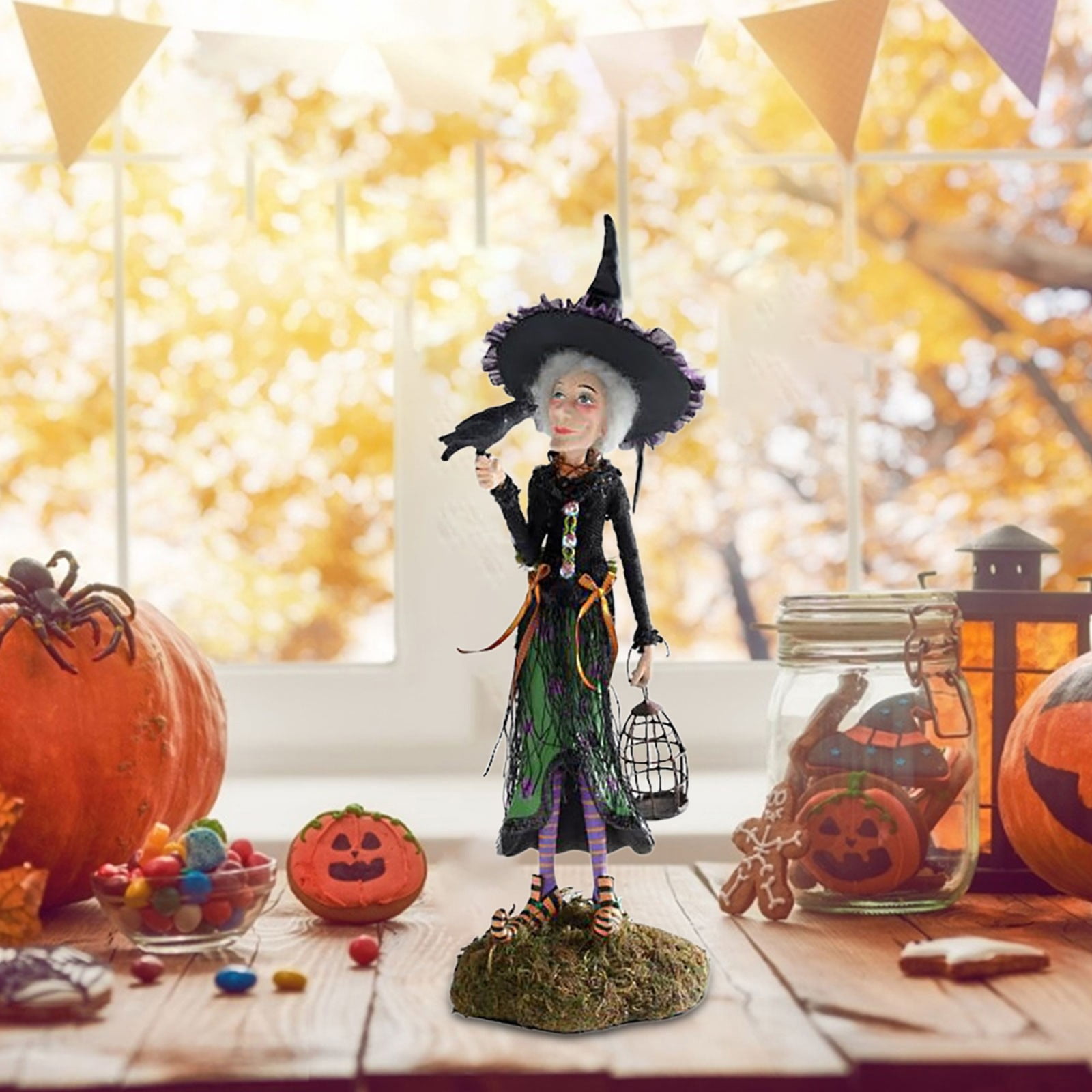 Off Promotions! Muised Halloween Decoration Witch Statue Witch With Dog ...