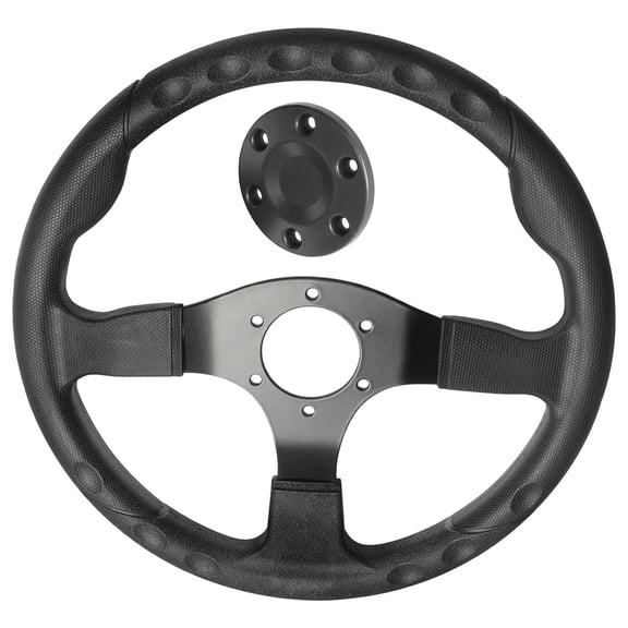 Off-Road 13.8" Go Kart Steering Wheel 350mm 3 Spokes Vehicle PU Foam Interior Steering Wheel For Go Kart Drift Trike Mini Bike Karting Golf Cart Replacement Wheel Baja Buggy