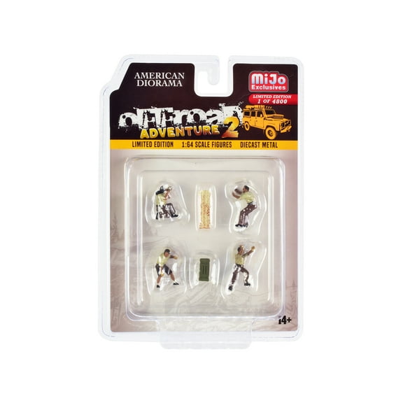 Off-Road Adventure 2 6 piece Diecast Set (4 Male Figurines and 2 Accessories) Limited Edition to 4800 pieces Worldwide for 1/64 Scale Models by American Diorama