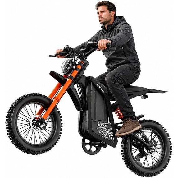 Off-Road Electric Dirt Bike for Adults, 5500W Peak Motor,40 MPH, 48V 30Ah Removable Battery, Full Suspension, Dual Hydraulic Brakes, 16" Fat Tire Electric Ride-On, Off-Road