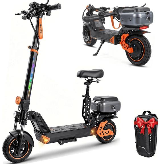 Off Road Electric Scooter,1200W Motor E-Scooter,35 Miles Long Range & 30 Mph,10"All Terrain Tire,Outdoor Commuter E Scooter with Seat & Trunk