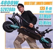 Electric Scooter for Adult Commuting,37 mph,4800W Dual Motor,45 Miles Range,3s Fast Folding Off-Road E-Scooter,Dual Suspension & disc brakes,UL 2272