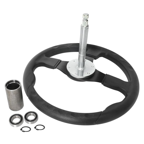 Off-Road Go Kart Steering Wheel 350mm 3 Spokes Vehicle PU Foam Interior Steering Wheel with Holder Adapter For Go Kart Drift Trike Buggy Karting Golf Cart Replacement Wheel
