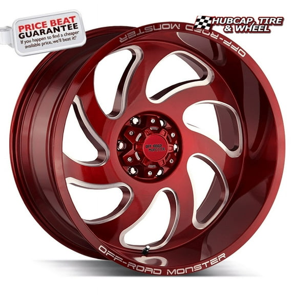 Off Road Monster M07 20X10 Candy Red Custom Wheel- 6x139.7 Bolt Pattern, -19mm Offset