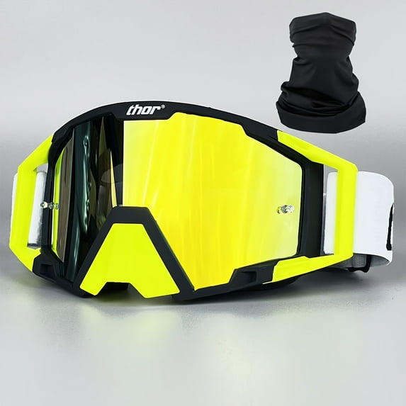 Off-Road Motorcycle Goggles with 1 Band Face Mask ATV Off-Road Vehicle Motorcycle Goggles UTV MX OTG Off-Road Riding Protective Eyewear Anti-Uv Dust and Fog Racing Ski Goggles for Men Women High-Quali