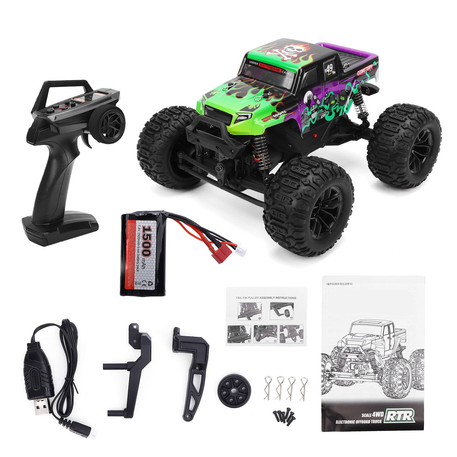 Off Road RC Car Car 1/18 RC Car, 2.4G 4WD 29KM/H High Speed Remote Control Truck, All Terrain Off Road Vehicle with LED Lights